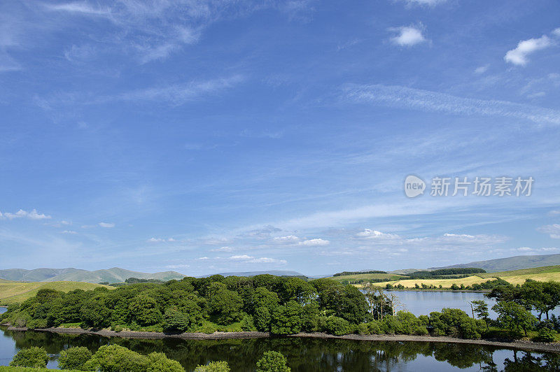 Rural scene of a view over an English lake